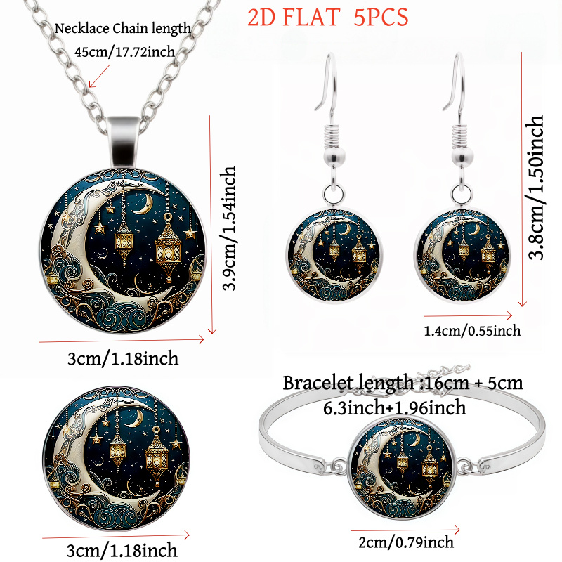 5pc Moon & Star Lantern-Themed Jewelry Set for Lunar New Year